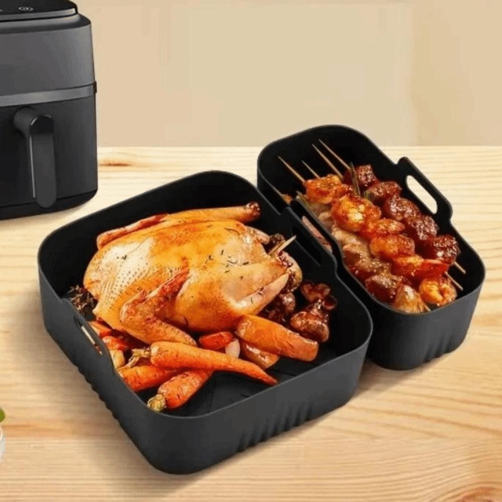 Reusable Dual Basket Baking Tray 6L/3L Air Fryer Silicone Pot Air Fryer Basket Splash Guard Tool