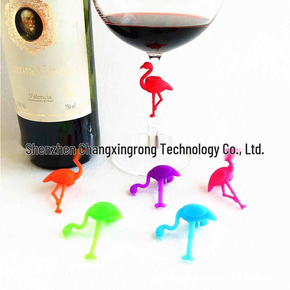Силиконовые маркеры для бокалов в виде фламинго