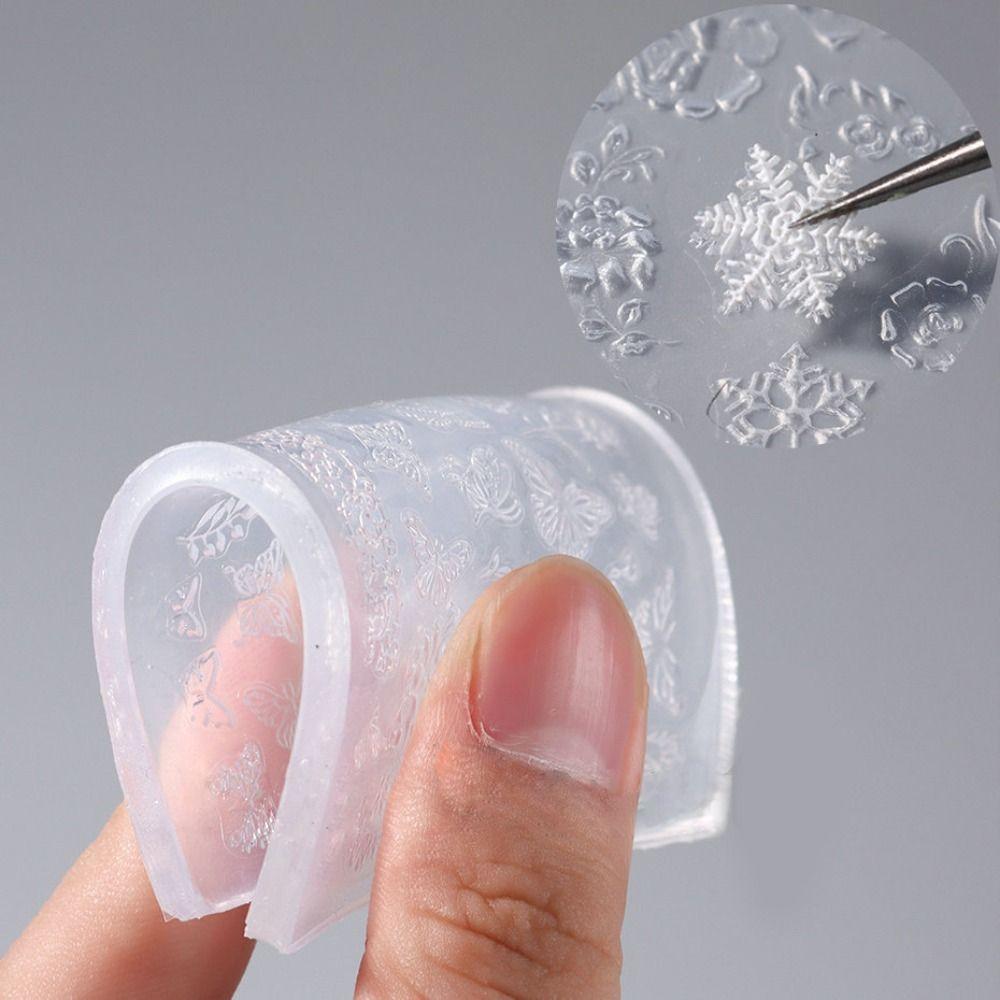 Winter Sweater Nail Carving Manicure Tool Snowflake Relief Mould Hot Gel Stencils for nail diy