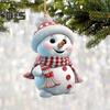 5 Pcs Christmas Snowman Ornament 2D Flat Acrylic Snowman Hanging Decoration Cartoon Snowman Pendant for Christmas Tree Mantel Door Decor