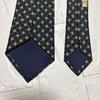 Used HERMES Hermes necktie geometric pattern 100% silk made in France navy navy blue blue business
