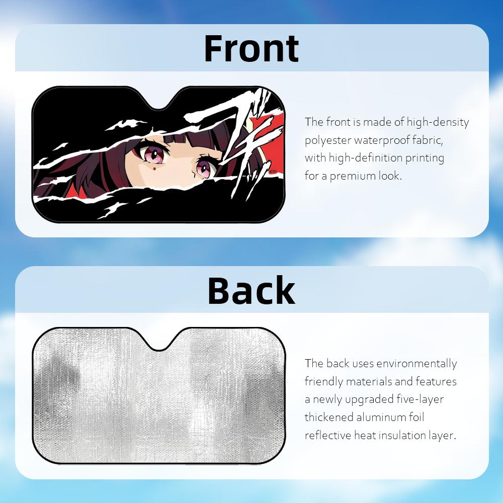 Anime Sparkle eyes Sun Visor Reusable Aluminum Foil UV Protector Heat Five-Layer Insulation Windshield Sunshades