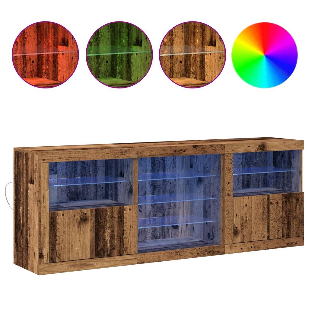 LED Sideboard Reclaimed Wood Look 181.5 x 37 x 67 cm Engineered Wood