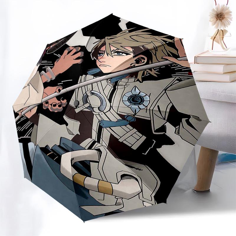 1pc Outdoor Umbrella with Attack on Titan Design - Automatic Opening/Closing, Portable 3-Fold Design, 8-Rib Iron Frame - Perfect Gift for Fans, T