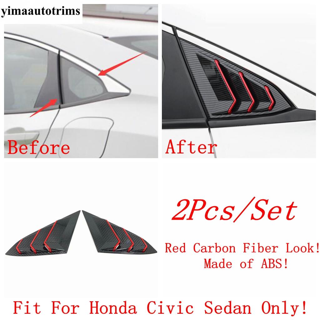 Rear Side Window Louvers Shutters Sunshade Air Panel Cover Trim For Honda Civic 2016 - ABS Carbon Fiber / Black Accessories