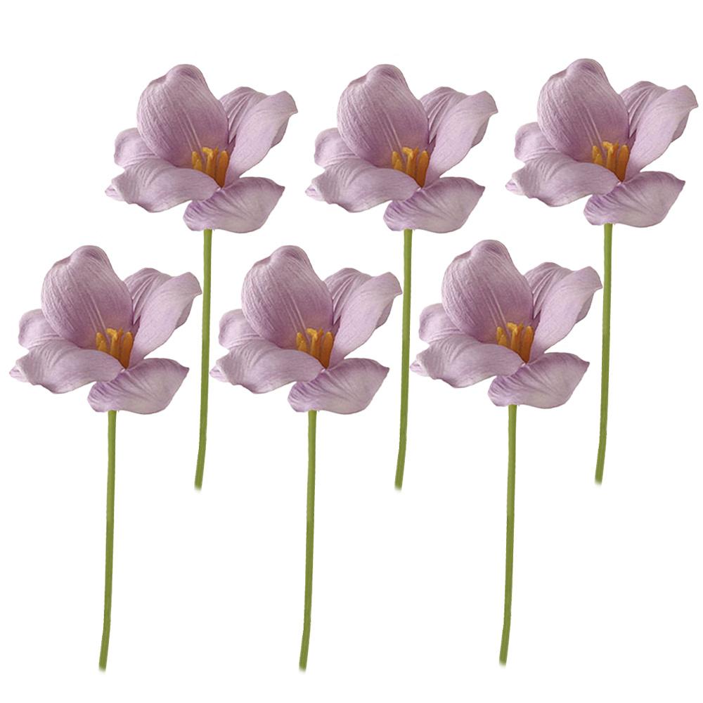 6pcs Artificial Opening Tulips, DIY Flowers Bouquet, PU Tulips Flower, Flower for Home Bedroom Wedding Home Decoration