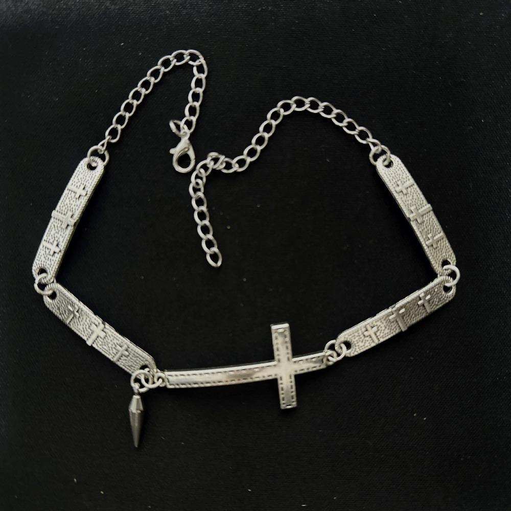 Punk Spliced Cross Necklace Y2K Hip Hop Necklace Retro Choker Necklace  Jewelry