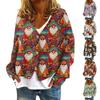 Women's Jacket Fashion Casual Christmas Print Long Sleeve Coat