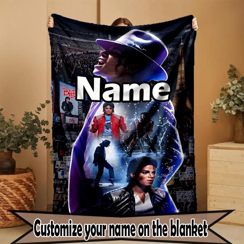 Custom Name Personalized Michael Jackson Print Blanket, Home Decor, Bedroom, Sofa, Camping, Couch, Gifts for Birthday ChristmasEnthusiasts