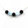 Necklace - ABIJOUX - Matte Black Onyx 8 Mm - Brazilian Aquamarine - Stainless Steel - Child
