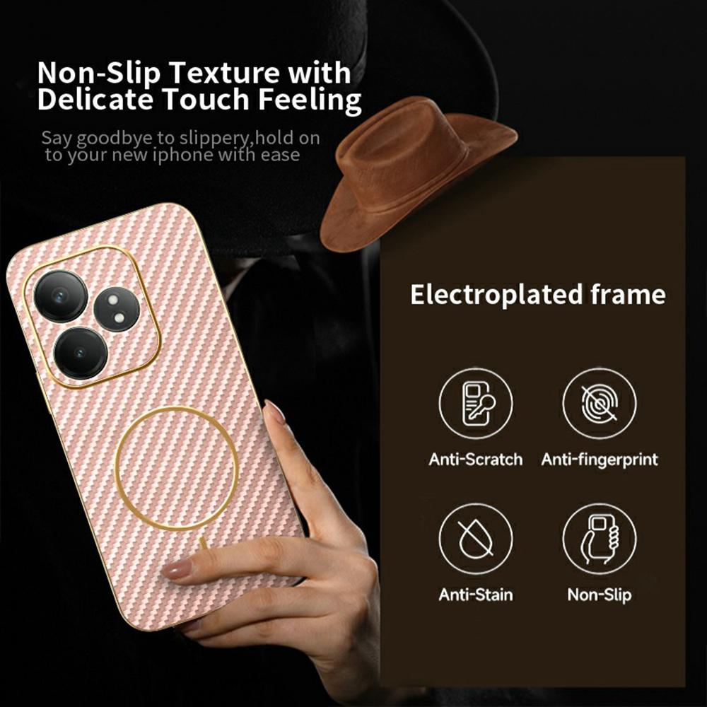 Phone Case For Realme GT Neo6 SE 5G/GT Neo6 5G/GT 6T 5G/GT 6 5G Carbon Fiber Textured Electroplated TPU Back Cover