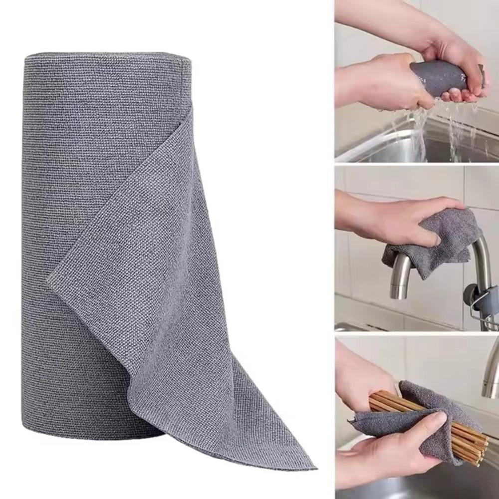 Absorbent Disposable Dishwashing Cloth 25x25CM Lazy Rag New Microfiber Cloth Roll