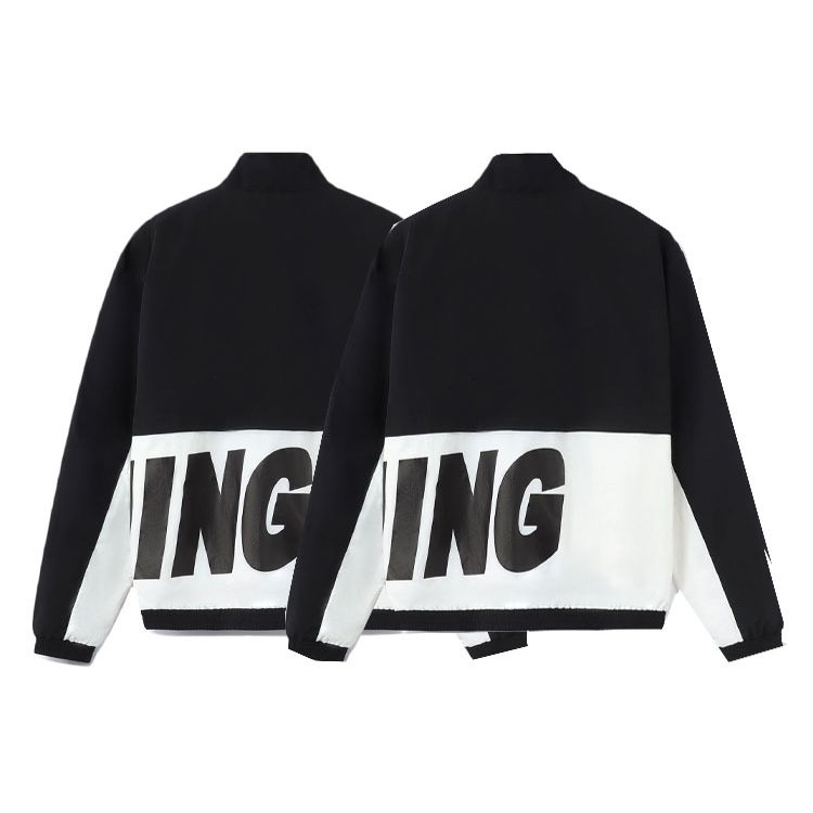 Li Ning Sports Fashion Series Color Block Logo Свободная куртка Осенняя куртка унисекс Черный Белый AJDR484-3