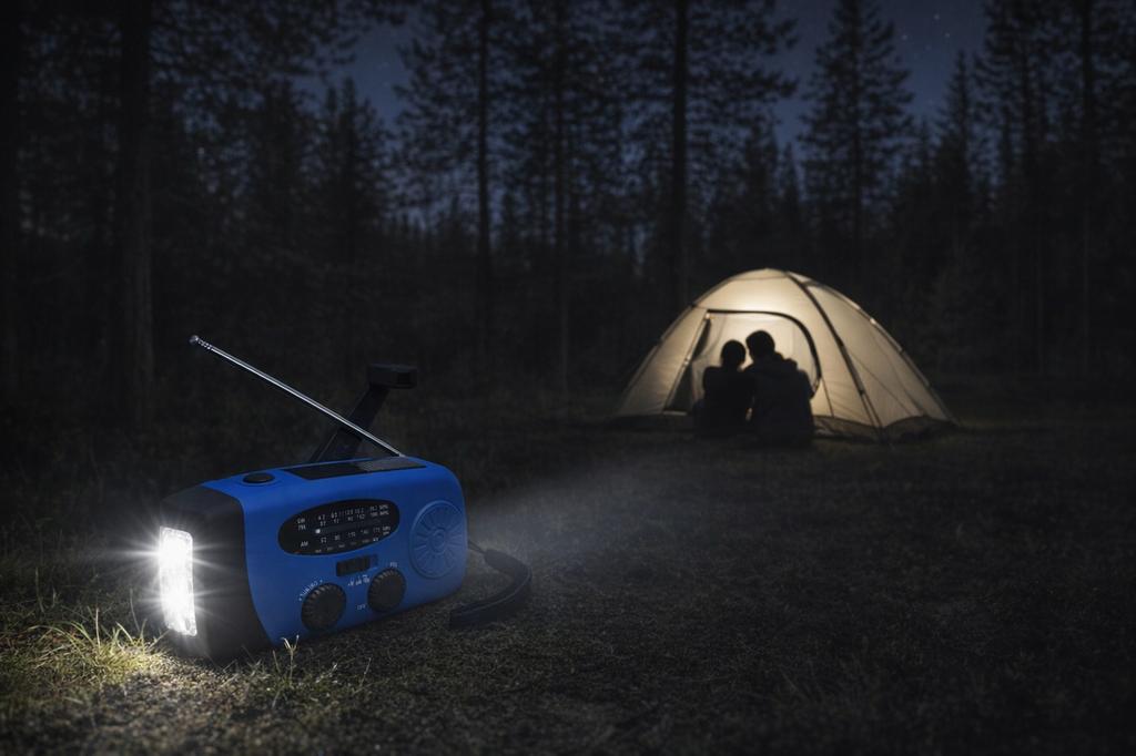 Radio przenośne solarne sanelite korbka antena latarka powerbank 3w1