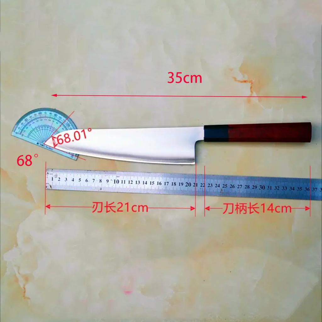 8.3 Inch Chef Knife 3-layers Clad Steel DC53 Blade Wood & Ox Horn Handle Sharp Slicing Cleaver Handmade Forged Kitchen Knives
