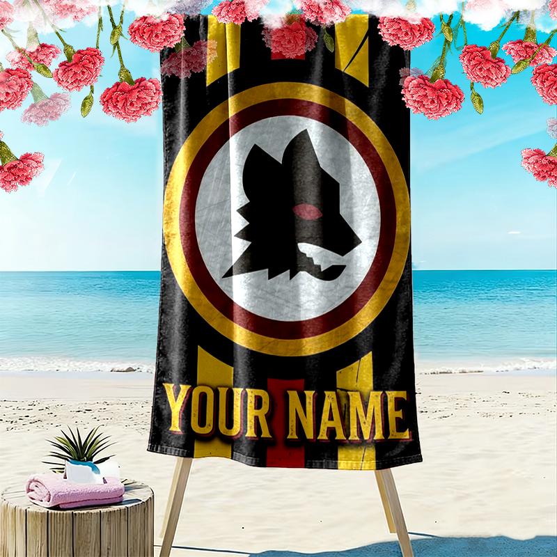 Custom Name Roma Print Beach Towel, Large Soft Quick Dry Towel for Beach Camping Swimming