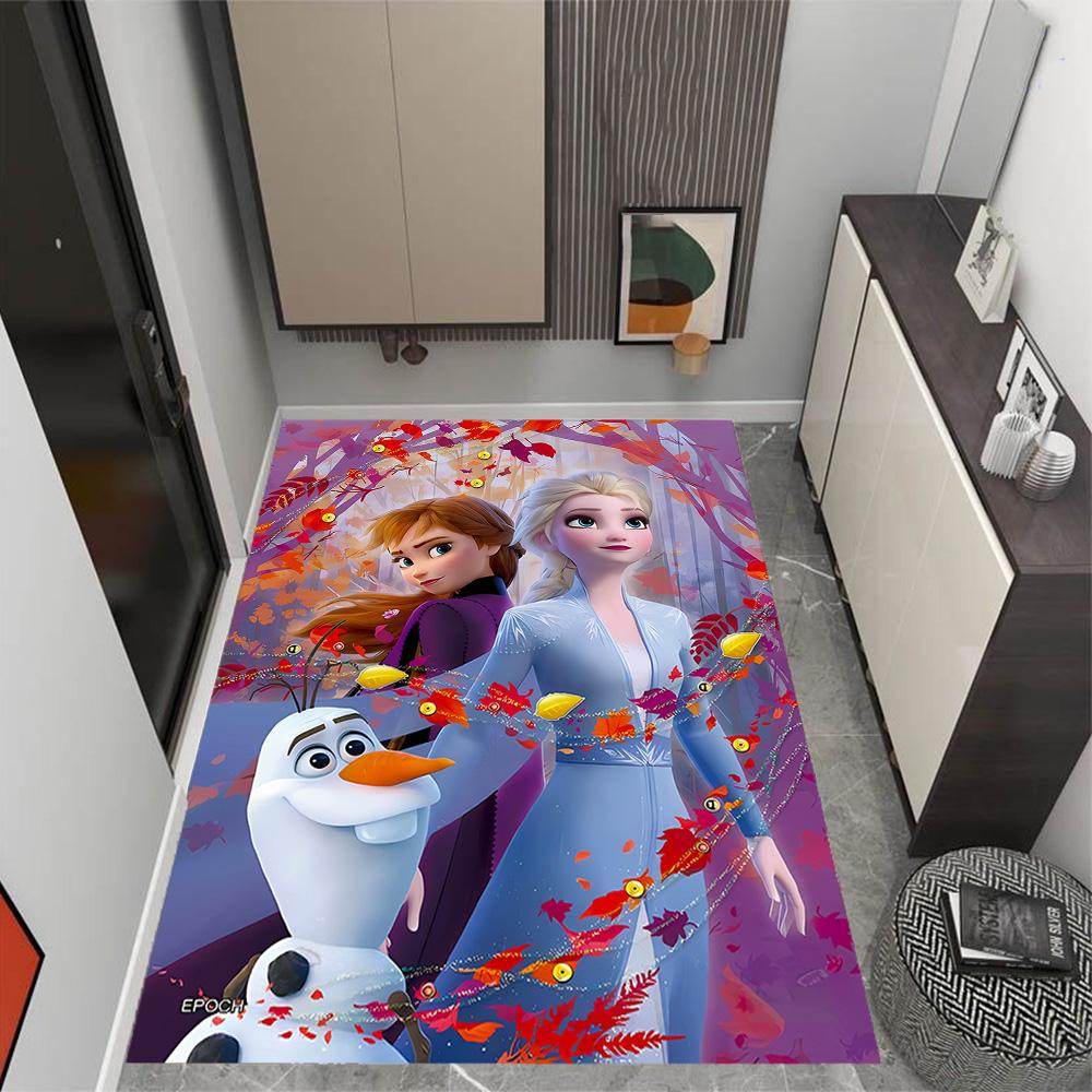 Frozen Adventure Disney Cartoon Theme Anti-Slip Rug - Polyester, Home Decor, Suitable for Bedrooms, Living Rooms, Doorways, and Studios