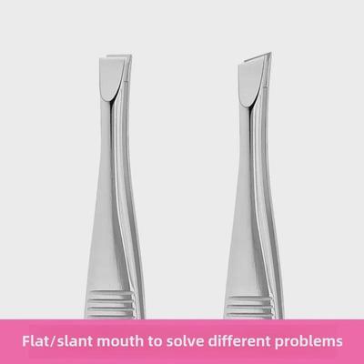 Черный скошенный плоский пинцет для бровей из нержавеющей стали для макияжа и красоты