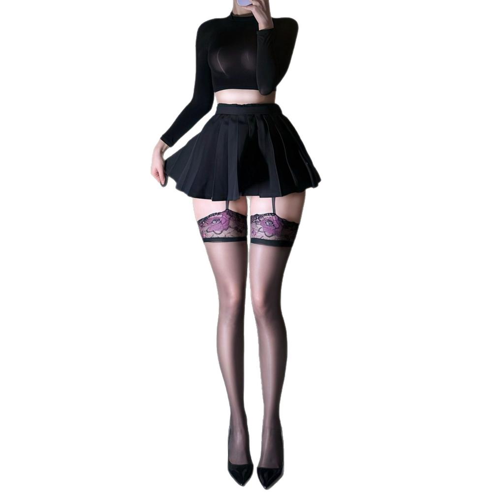 Sex stockings, stockings, open crotch, free of oil, garters, stockings, integrated set, lace temptation pack