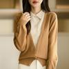 Women S V Neck Long Sleeve Fake Two Piece Knit Cardigan Casual Outerwear