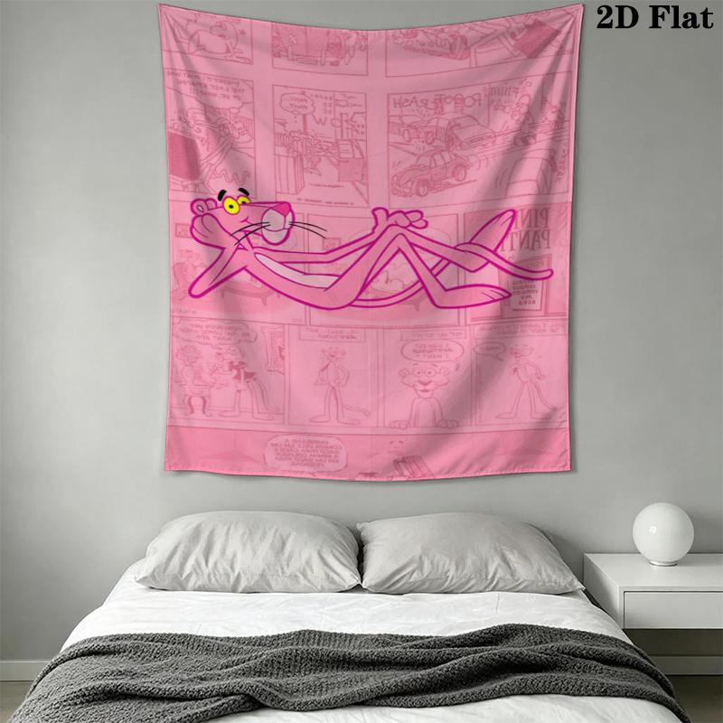The Pink Panther Wall Tapestry Aesthetic Wall Hanging Printed Fabric Blanket Decorative Tapestries for Bedroom Living Room Home Decor