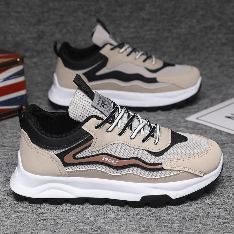 Новая модная спортивная и повседневная обувь, трендовая мужская обувь с толстой подошвой, подходящая по цвету, сетчатая дышащая летняя спортивная обувь для мальчиков