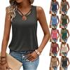 Женская Мода Повседневный Однотонный V-образный Вырез Полый Кольцо Жилет Безрукавная Футболка Топ