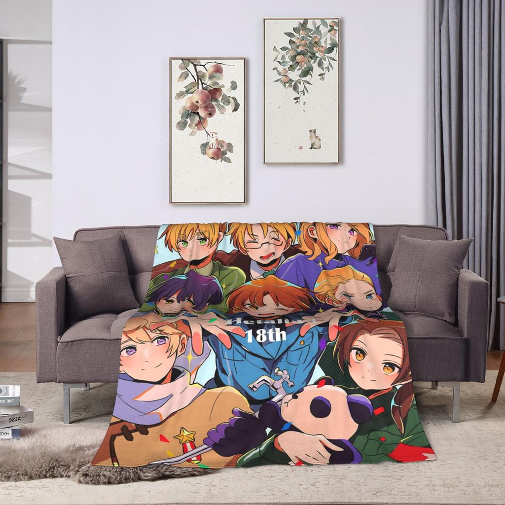 Hetalia Anime Cute Blankets Velvet  Winter   Multifunction Lightweight Throw Blankets for Bed Car Rug Piece