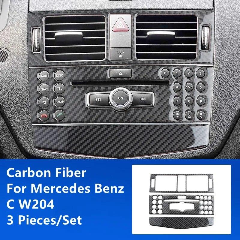 Углеродное волокно, модификация салона автомобиля, накладка, полоски, декоративные наклейки для Mercedes Benz C W204, внутренние аксессуары автомобиля