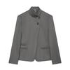 ZA Womens High Neck Blazer Solid Color Office Casual Long Sleeve Suit Jacket