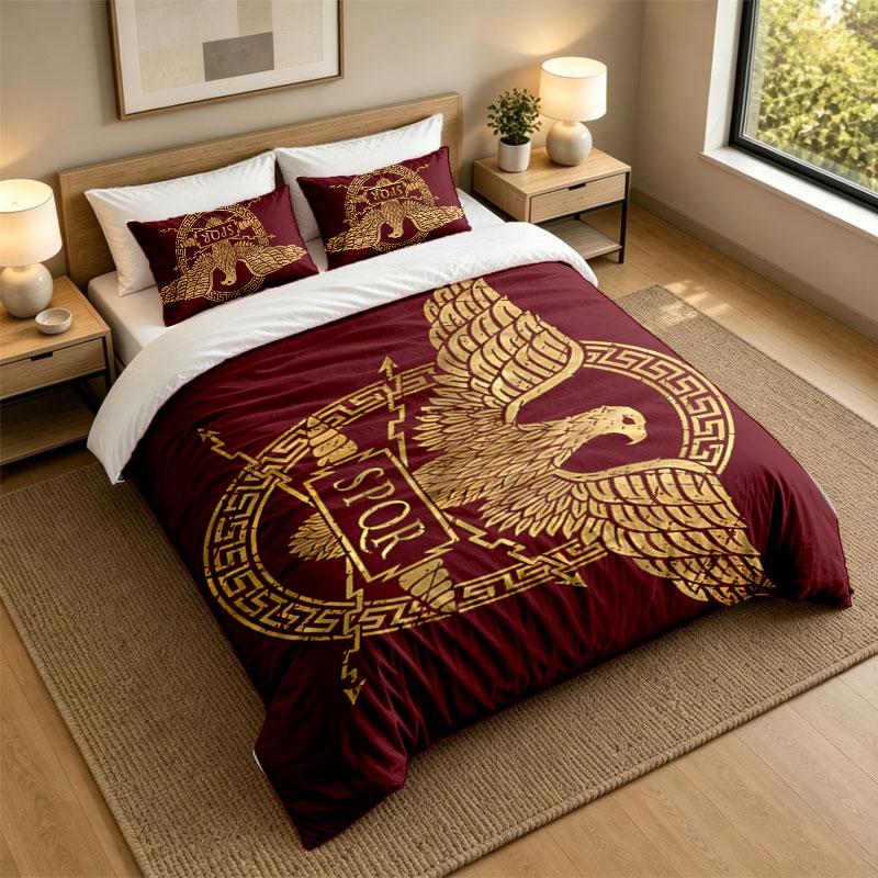3Pcs Bedding SetRoman Empire Eagle Emblem Soft Bed Sheet and Two Pillowcases Home Bedroom Decor