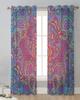 Indian Boho Paisley Texture Chiffon Sheer Curtains for Living Room Bedroom Home Decoration Window Voiles Tulle Drapes Curtain