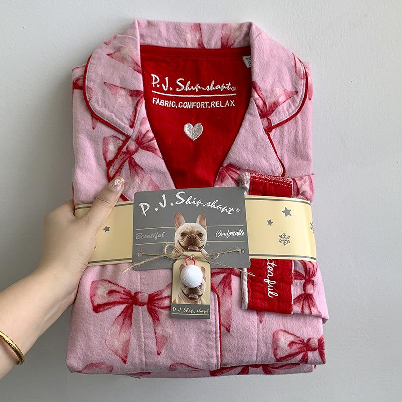 New Style Pajamas Set, Pure Cotton 2-piece Set, Women's Printed Cartoon Pajamas, Long-sleeved Trousers Set, Autumn Home Clothes, Home Clothes