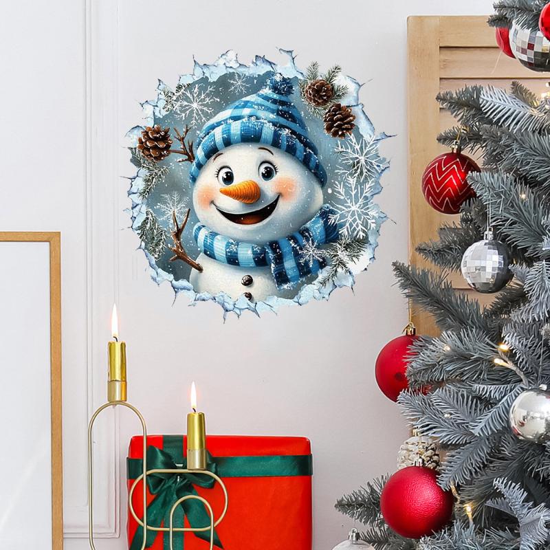 3D Наклейка на стену «Снеговик», самоклеящаяся наклейка для украшения гостиной, спальни и прихожей