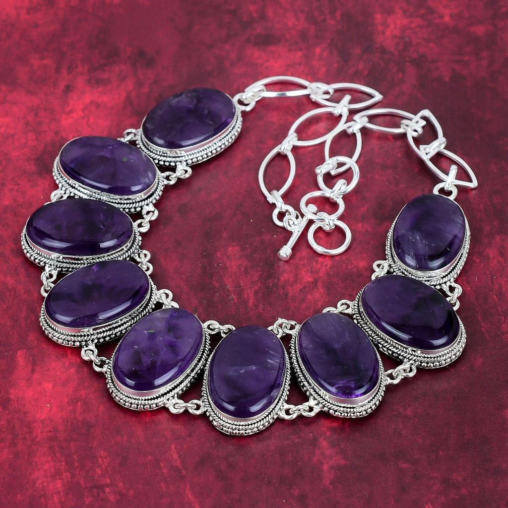 Amethyst Necklace, Handmade Jewelry, 925 Solid Sterling Silver Necklace, Wonderful Gemstone Necklace For Women