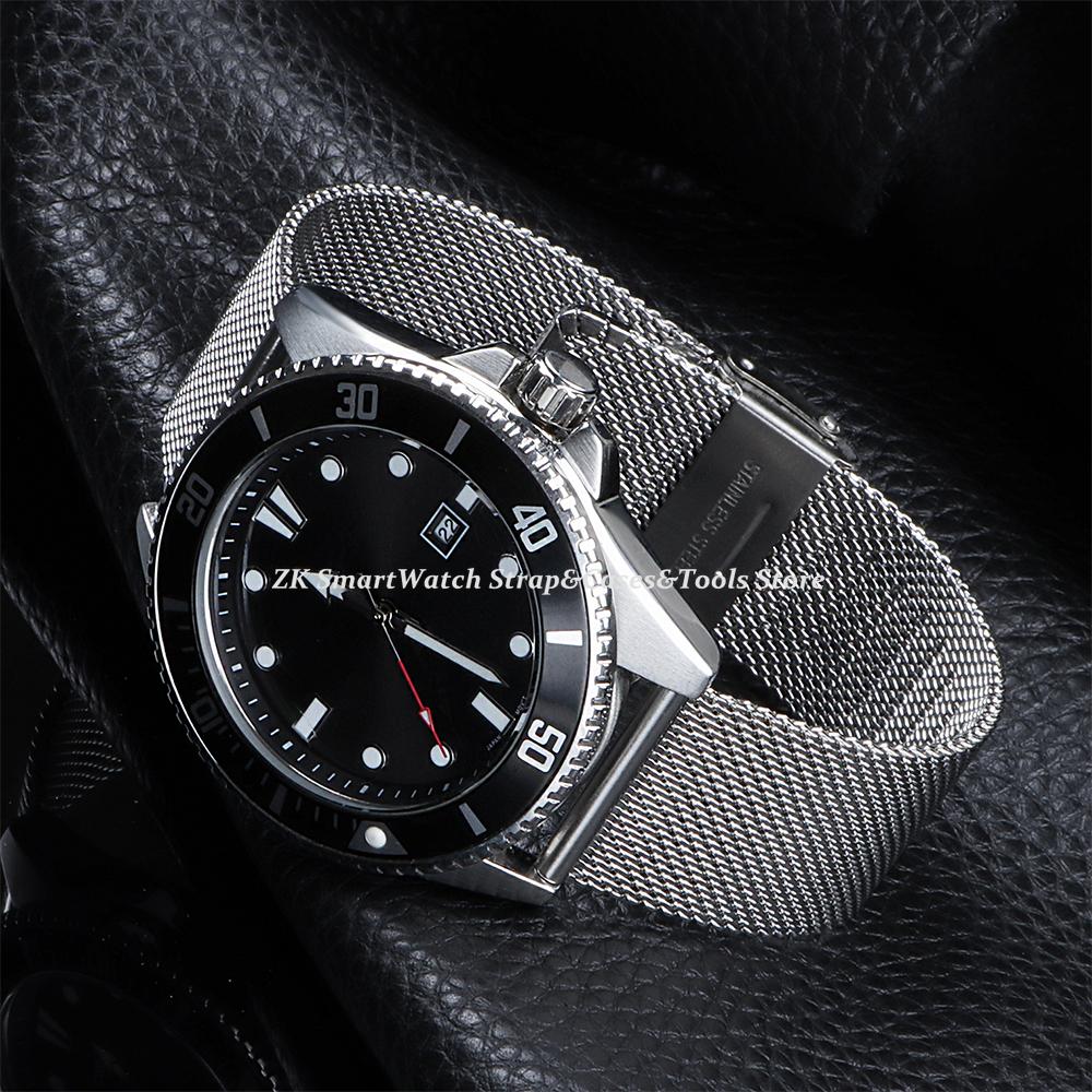 0.6 Сетчатый миланский ремешок 18 мм 20 мм 22 мм 12 мм 14 мм 16 мм 18 мм 19 мм 21 мм 24 мм Универсальный браслет для часов из нержавеющей стали для мужчин и женщин