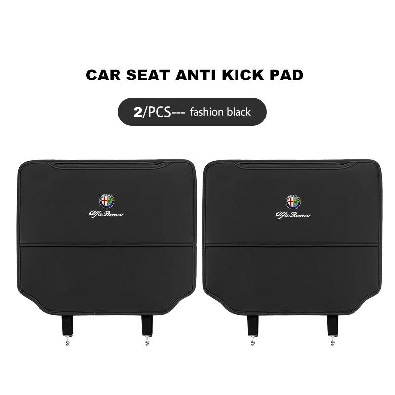 2pcs Leather Car Seat Anti Kick Pad Seat Back Protector Mats For Alfa Romeo Giulia 147 Mito 156 159 166 GT Stelvio Brera VolanteMX1