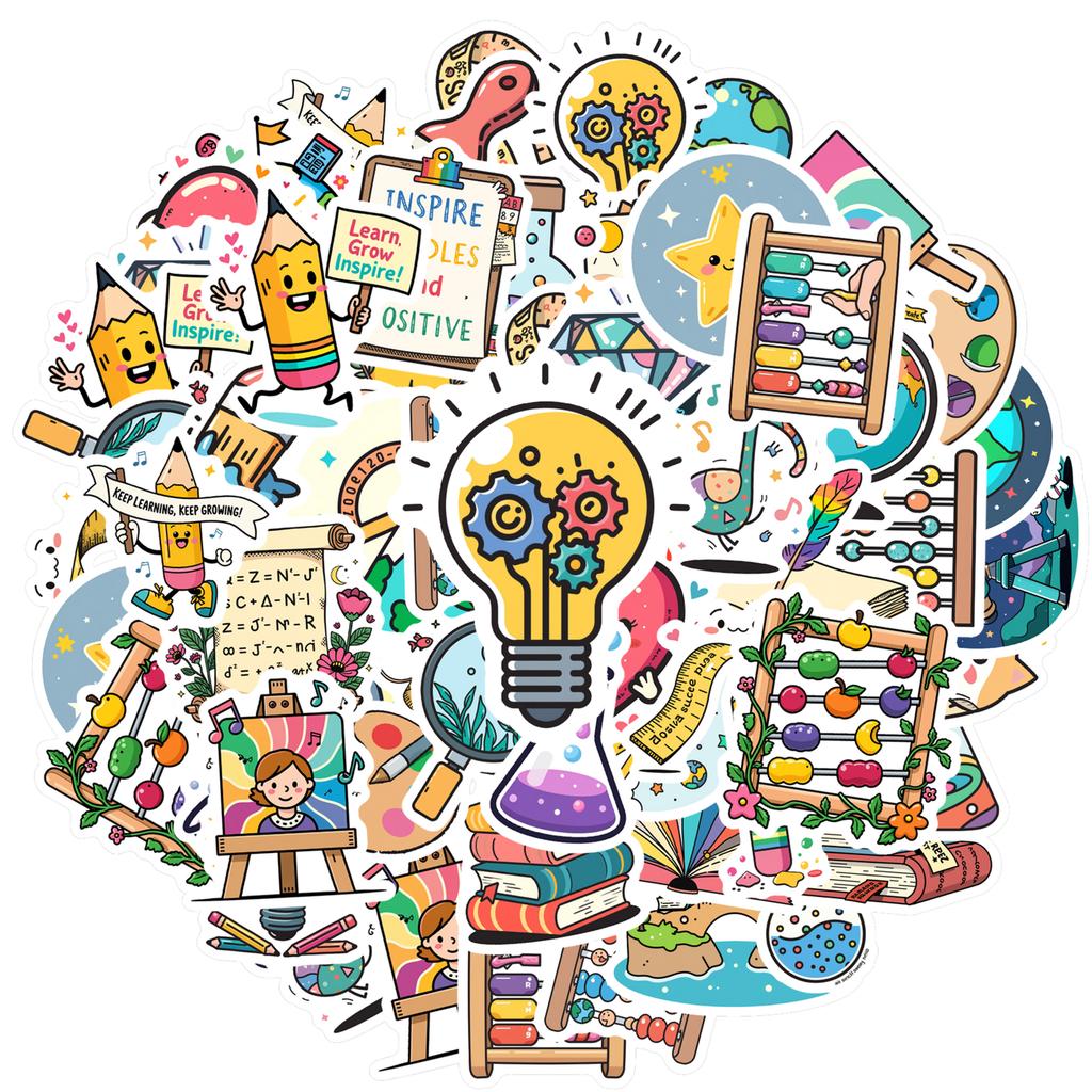 Fun Education Decals Colorful Art School Supplies Stationery Stickers For Fridge Laptop