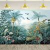 1pc Tropical Rainforest  Birds Wall Tapestry  Vibrant Jungle Scene with Lush Foliage Colorful Birds  Misty Sunlight on Durab