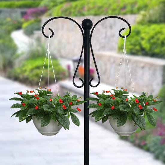 Yousheng Outdoor Крюк пастуха Двойные крюки Сверхпрочная стойка для кормушки для птиц Крюк пастуха с 5-зубчатым основанием для подвешивания растений, фонарей, колокольчиков ветра