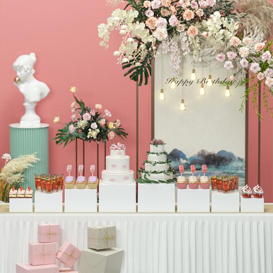 6 шт. Подставки для шведского стола, подставки для демонстрации еды, многоцелевая штабелируемая подставка для дисплея, кубическая коробка, вложенные подставки с полыми основаниями