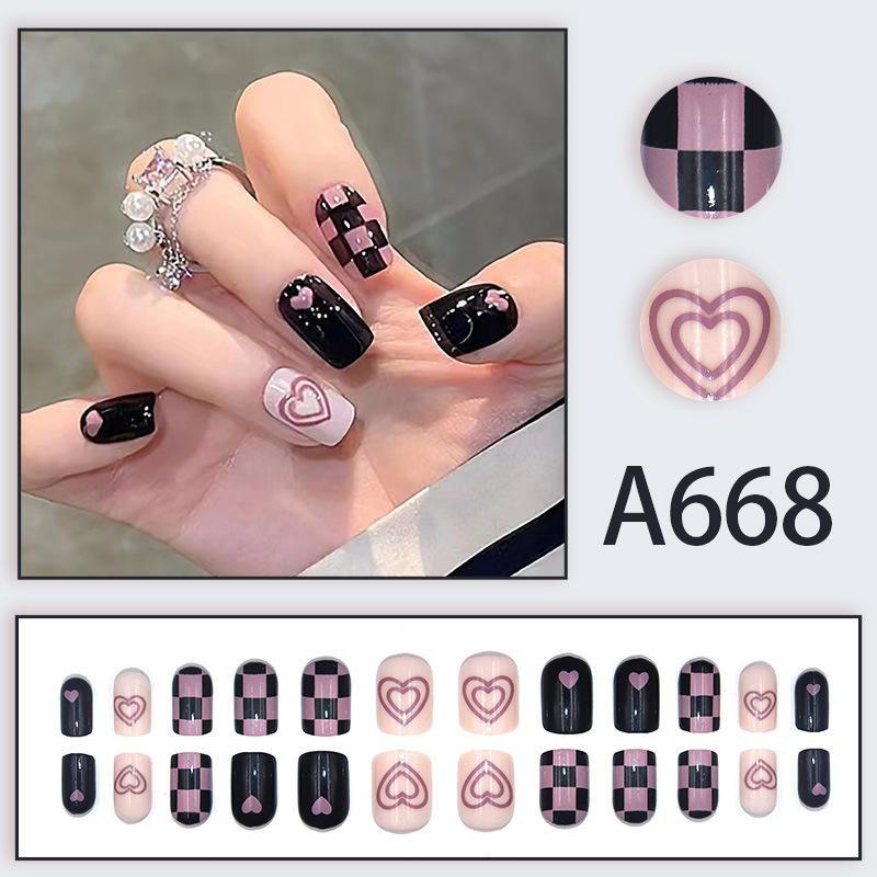 2024 Gentle, sweet, fresh, high-end, simple, printed, fashionable wearable manicure