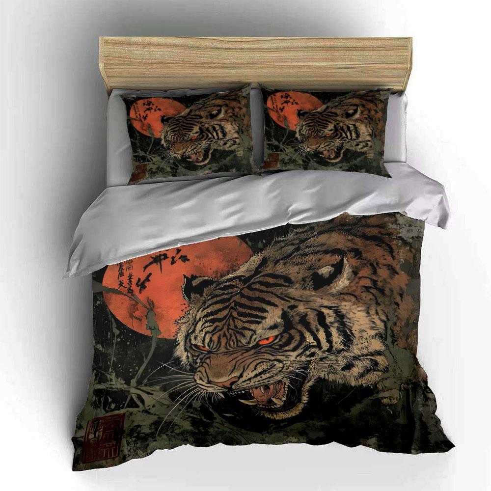 "Tiger Art Set Wall Decor" Multiple sizes kid's and adults' bedroom Exquisite 3PC bedding set, gift