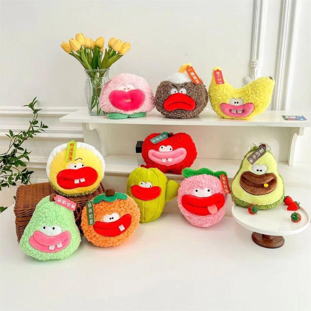 Peach Big Sausage Mouth Pear Doll With Sausage Lips Fruit Plush Toy Set Festival Party Decor