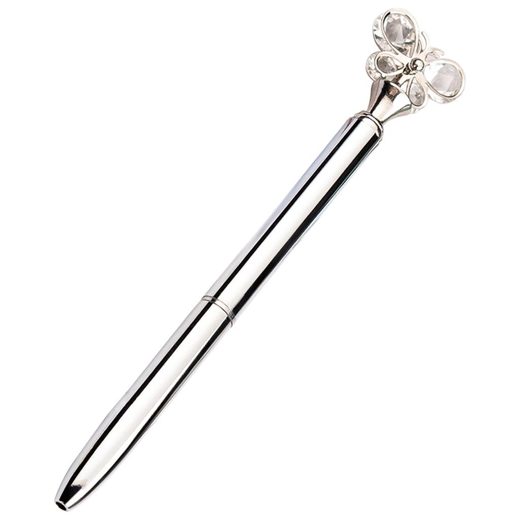 1 шт., стеклянная школьная ручка-бабочка, 1 мм, металлическая шариковая ручка, запасная черная ручка для письма для студентов, канцелярские принадлежности из розового золота