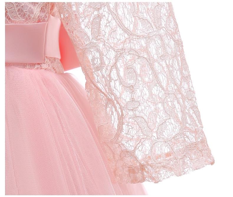 Летнее платье с длинным рукавом для девочки, вечернее платье, свадебное платье, детские платья для девочек, детское кружевное платье принцессы EMA