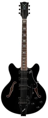 Электрогитара VOX с бриджем Bigsby и 3 сингловыми звукоснимателями Bobcat S66 с Bigsby Jet Black Полуакустическая