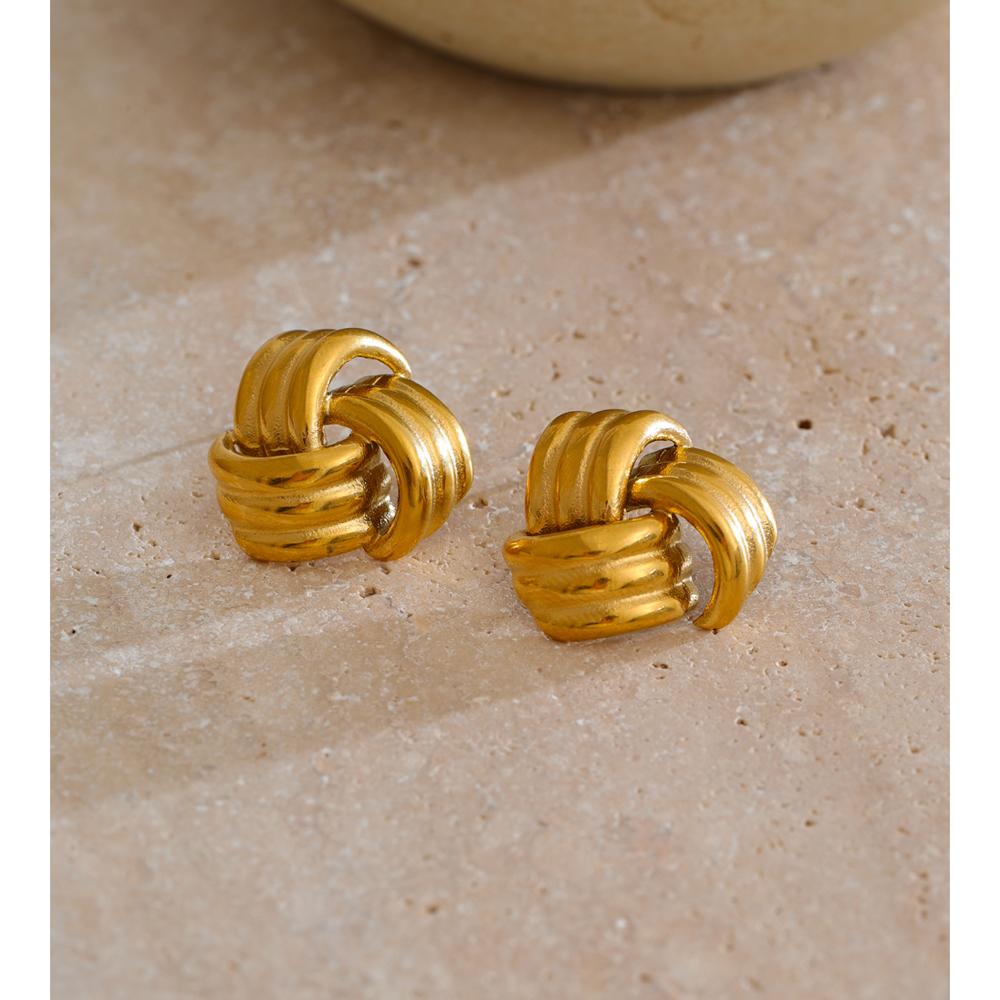 Eetit Classic Stainless Steel Geometric Stud Earrings 18K PVD Plated Metal Waterproof Women Daily Popular Fashion Jewelry Gift