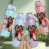 1PC Diverse Fashion Girl Crew 750ml Color Plastic Sports Water Bottle Leakproof Flip Straw Lid Suitable for Sports Office Home Use