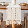 Rustic Boho Table Runner Solid Color Festival Dining Table Cover Advanced Tablecloth  Christmas